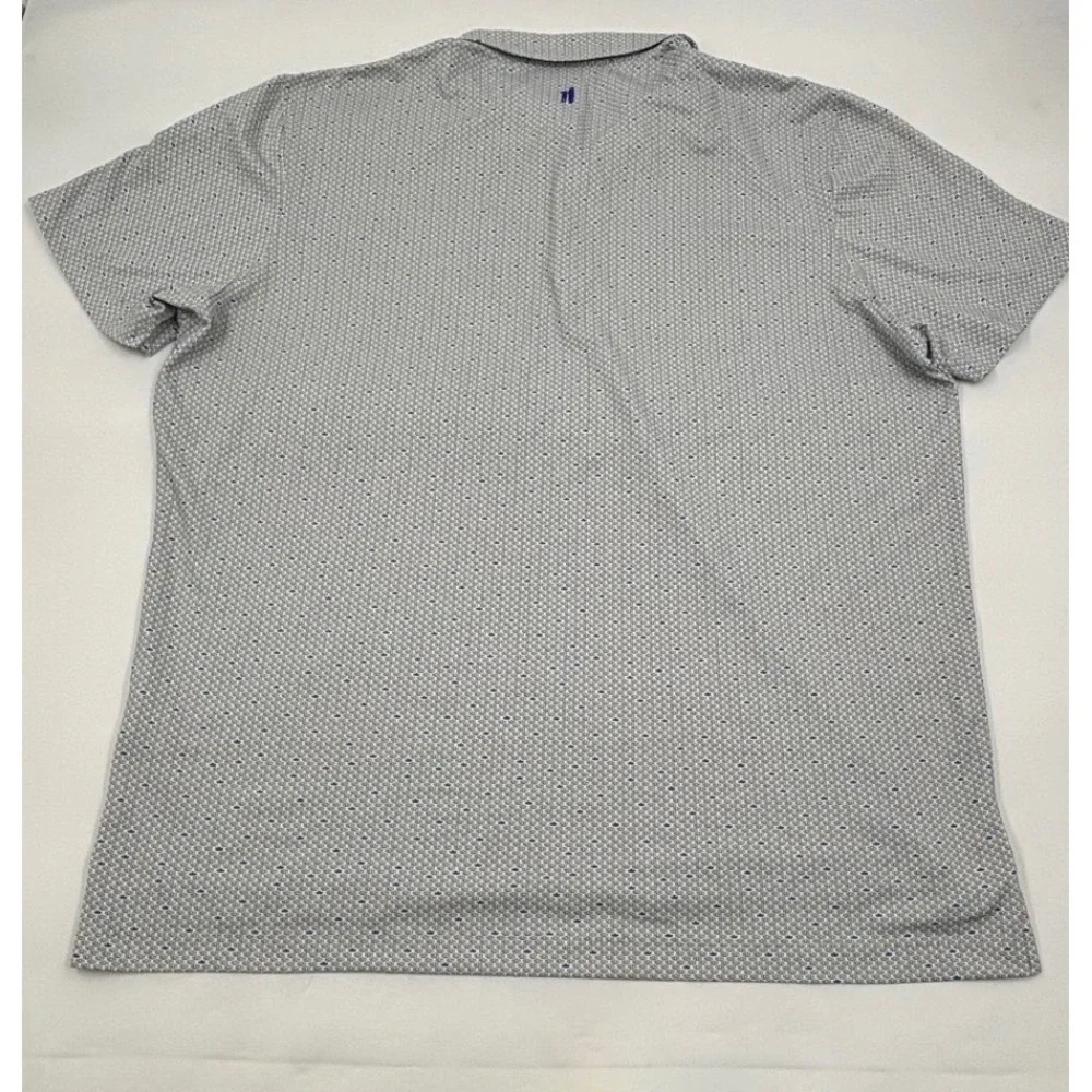 Johnnie-O Performance Mens XL Grey Blue Geometric Print UPF 50 Golf Polo Shirt